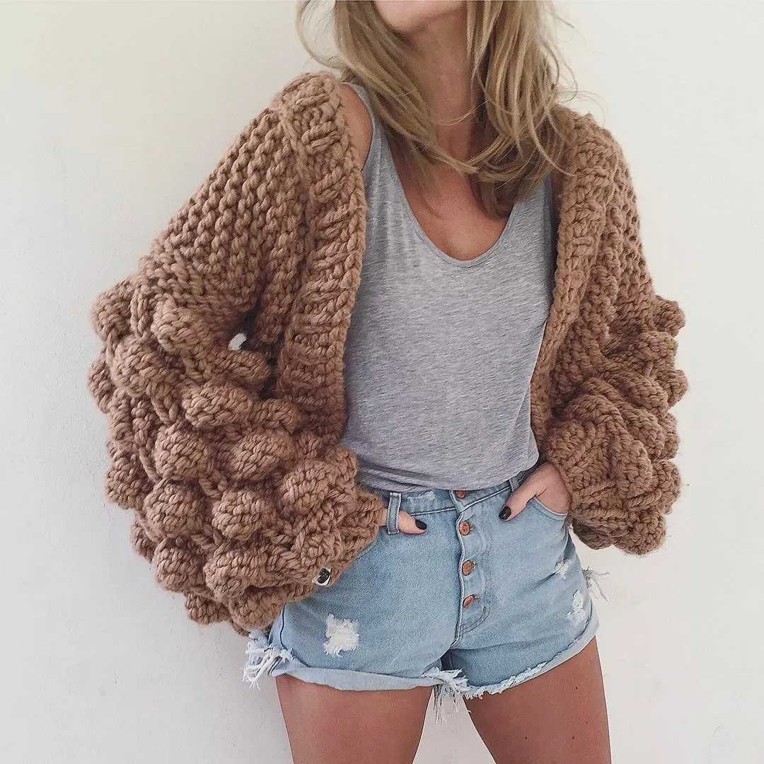 

Casual Harajuku Kimono Hippie Boho Knitted Lantern Sleeve Loose Baggy Oversized Sweater Cardigan Women Thick Warm Jacket Coat