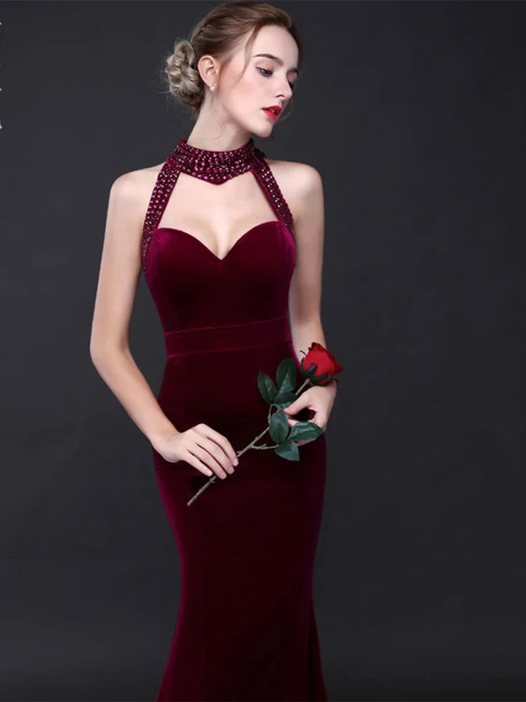 Винтажное элегантное велюровое вечернее платье привлекательное официальное без