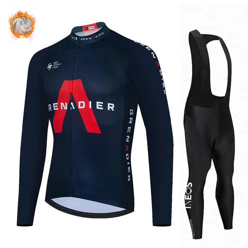 

INEOS Grenadier 2022 Men Winter Cycling Suit Bib Set Warm Wool Fleece Ropa Ciclismo Invierno Bicycle Mens Triathlon Bike Jersey