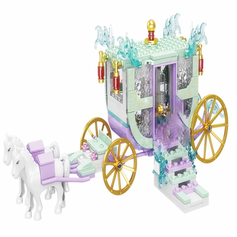 

Friends DIY Toys Romantic Ice Princess Crystal Carriage Building Blocks Model DIY Educational Bricks Gifts For Girls
