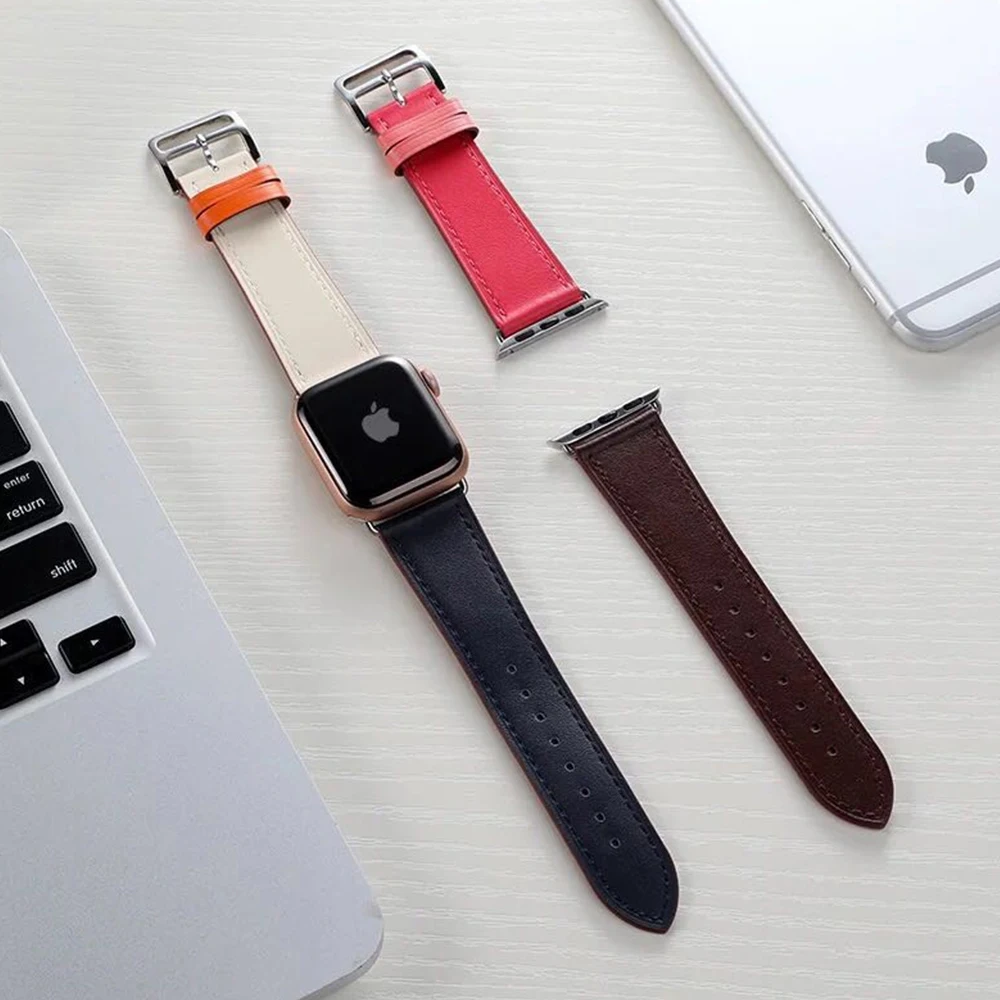 

High quality Leather loop Band for iWatch 40mm 44mm Sports Strap Tour band for Apple watch 42mm 38mm Series 2 3 4 5 6 SE