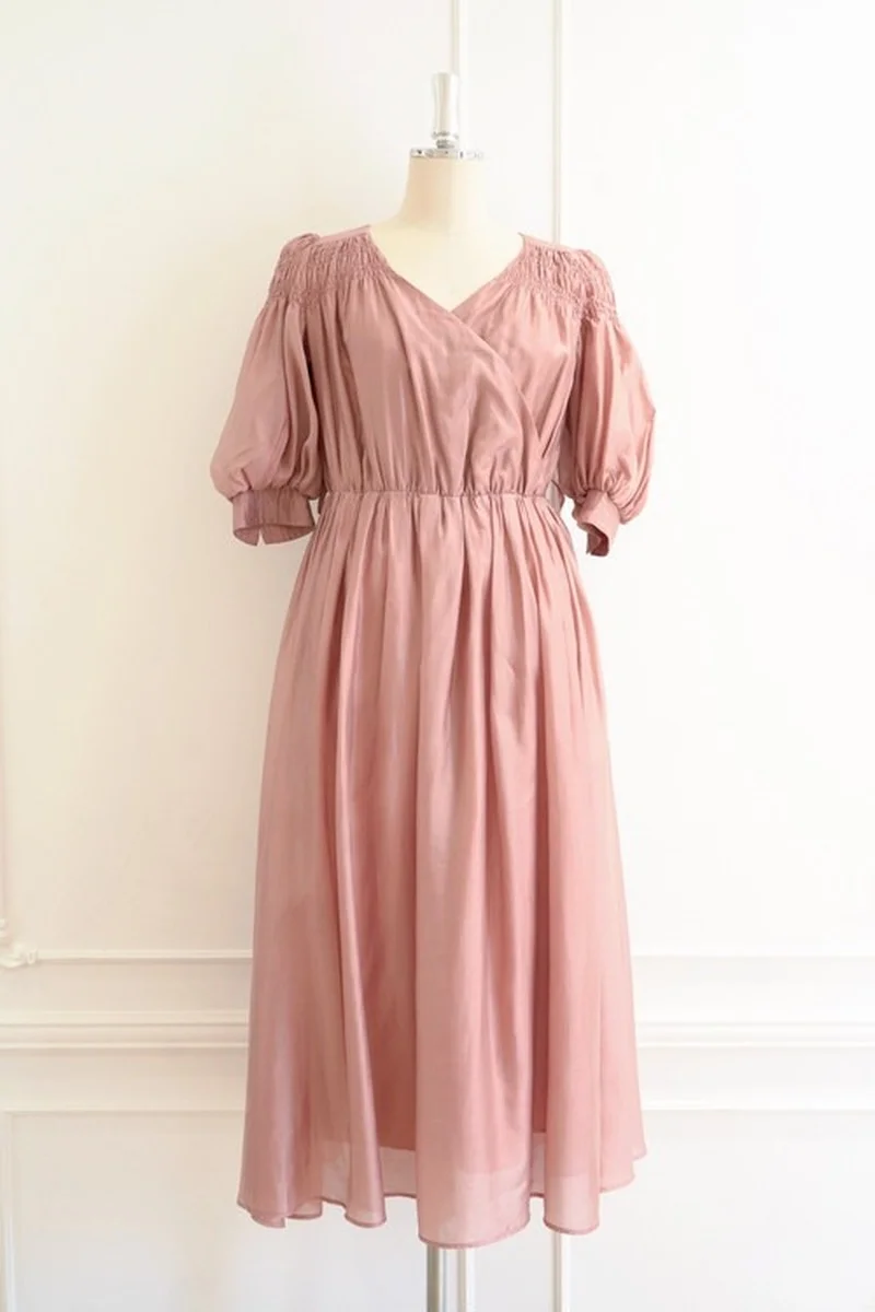 

Heavy Work Temperament Dress Women High Waist Hip A Line Long Vestidos V Neck Puff Short Sleeve Robe Summer 2021 New