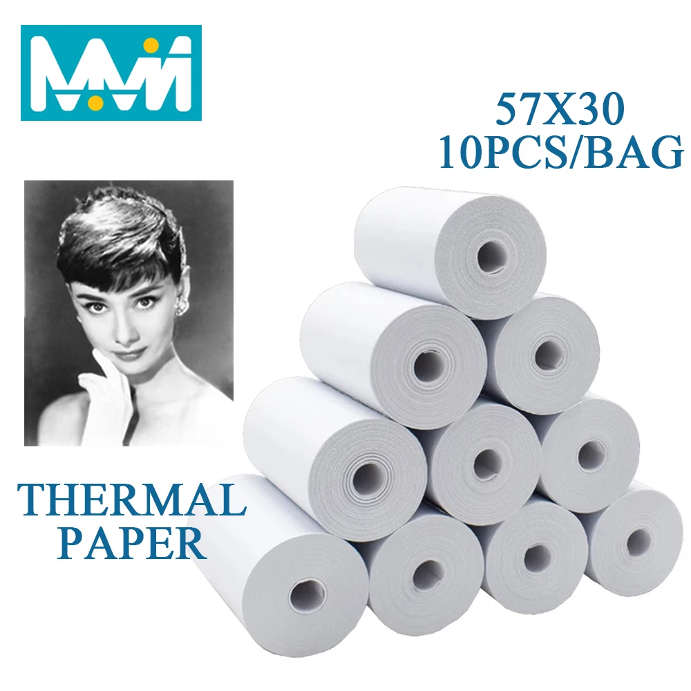 

Thermal Paper 57x30mm Printable Sticker Label Papers For Children Instant Camera Mini Printer Cashier For Iphone Photo Paper