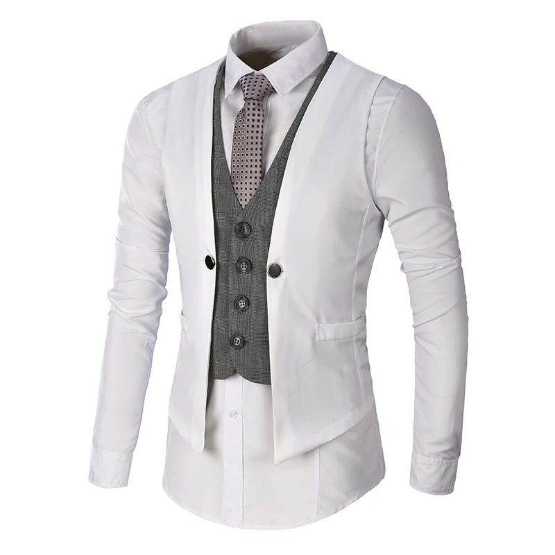 Hemiks мужская с v образным вырезом без рукавов Slim Fit Куртка деловой костюм рубашки
