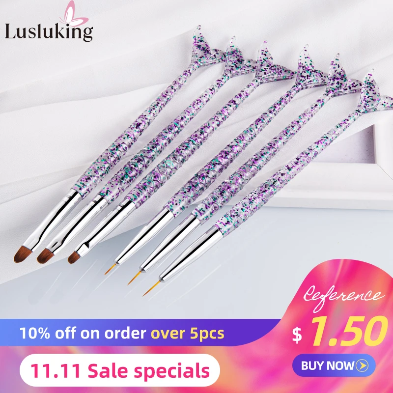 

3Pcs/Set Mermaid Handle Nail Art Liner Painting UV GEL Extension NailBrush DIY Pattern Design Drawing Line Pen Manicure Tool