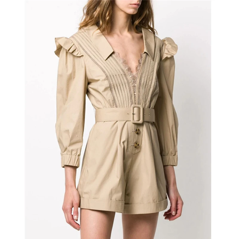 Женский летний кружевной комбинезон с v-образным вырезом Модный новый дизайн