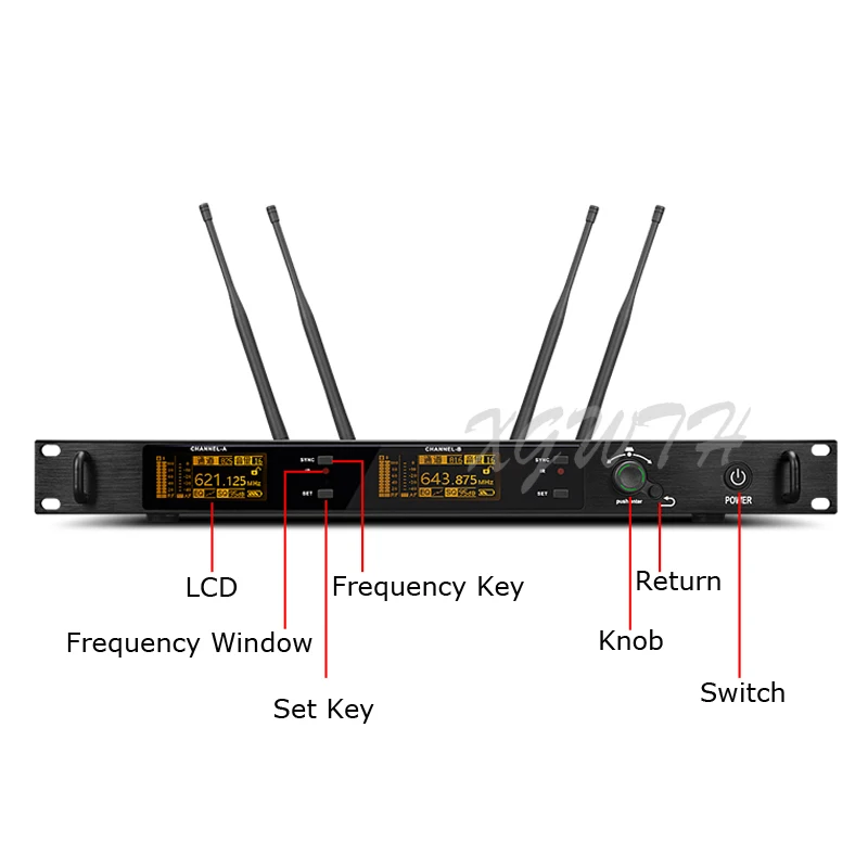 저렴한 200 채널 진정한 다이버시티 UHF 무선 가라오케 마이크 시스템 2 헤드헬드 Lavalier 헤드셋 마이크 오디오 DJ 무대 마이크로폰