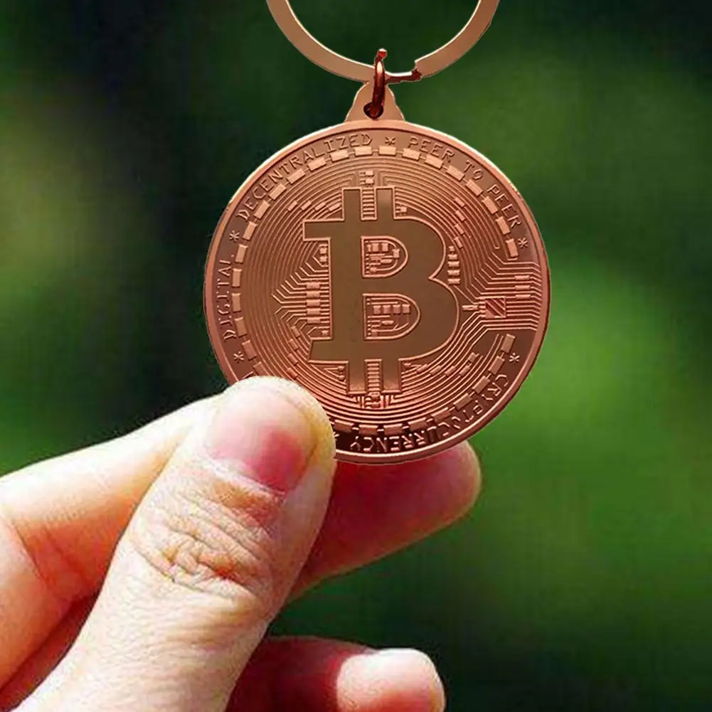 Позолоченное кольцо для ключей с монетой Биткоин коллекционный подарок Casascius Bit