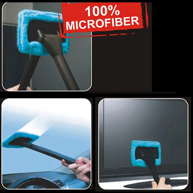 

Microfiber Auto Car Window Cleaner Long Handle Wash Brush Windshield Wiper Cloth Clean Tools
