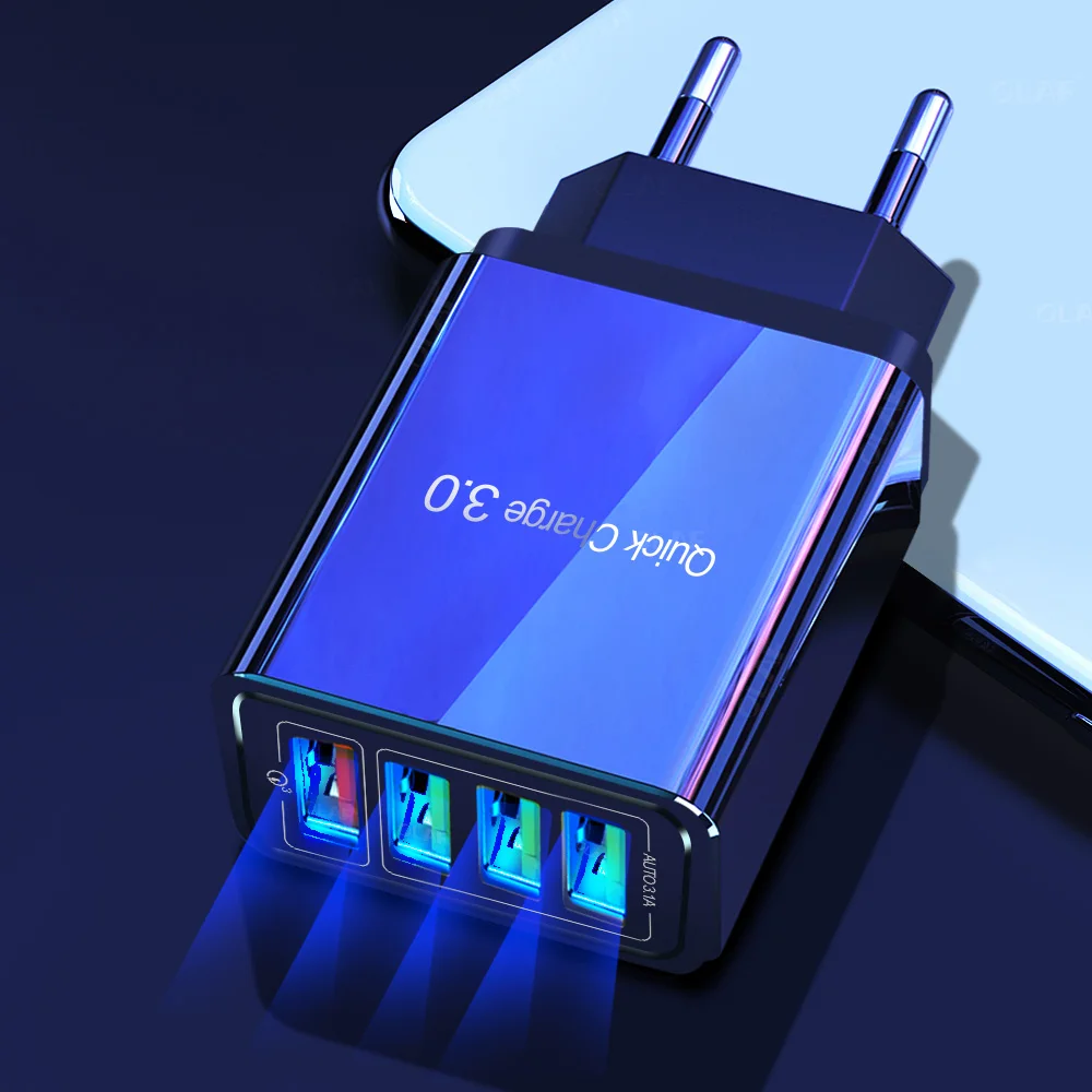Олаф 4 порта QC 3,0 USB зарядное устройство для iPhone Plus X XR XS Max Быстрая зарядка для Xiaomi huawei настенное зарядное устройство для мобильного телефона