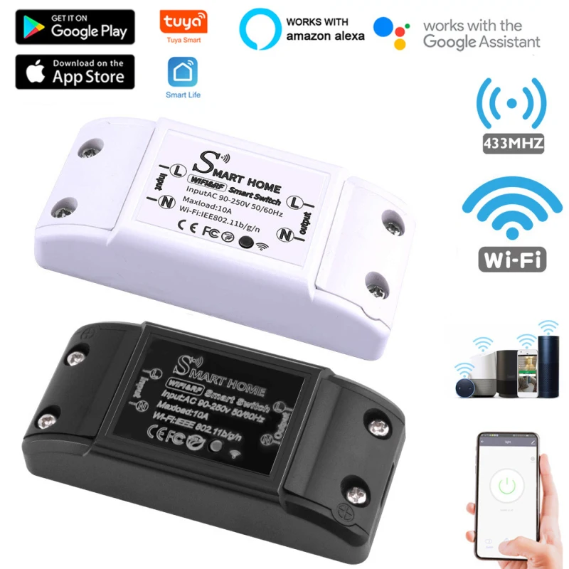 

DIY WiFi Smart Light Switch Universal Breaker Timer Smart Life APP Wireless Remote Control Works With Alexa Google Home Dropship