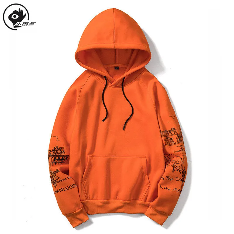 

Little raindrop Colorful Hoodies Male Thicken Clothes Autumn Sweatshirts Men Hip Hop Streetwear Printed Fleece Man Hoody