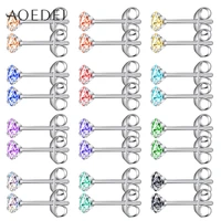 aoedej 12 pairs colorful round crystal stud earrings set for women girls cz earrings classic ear piercing jewelry gifts