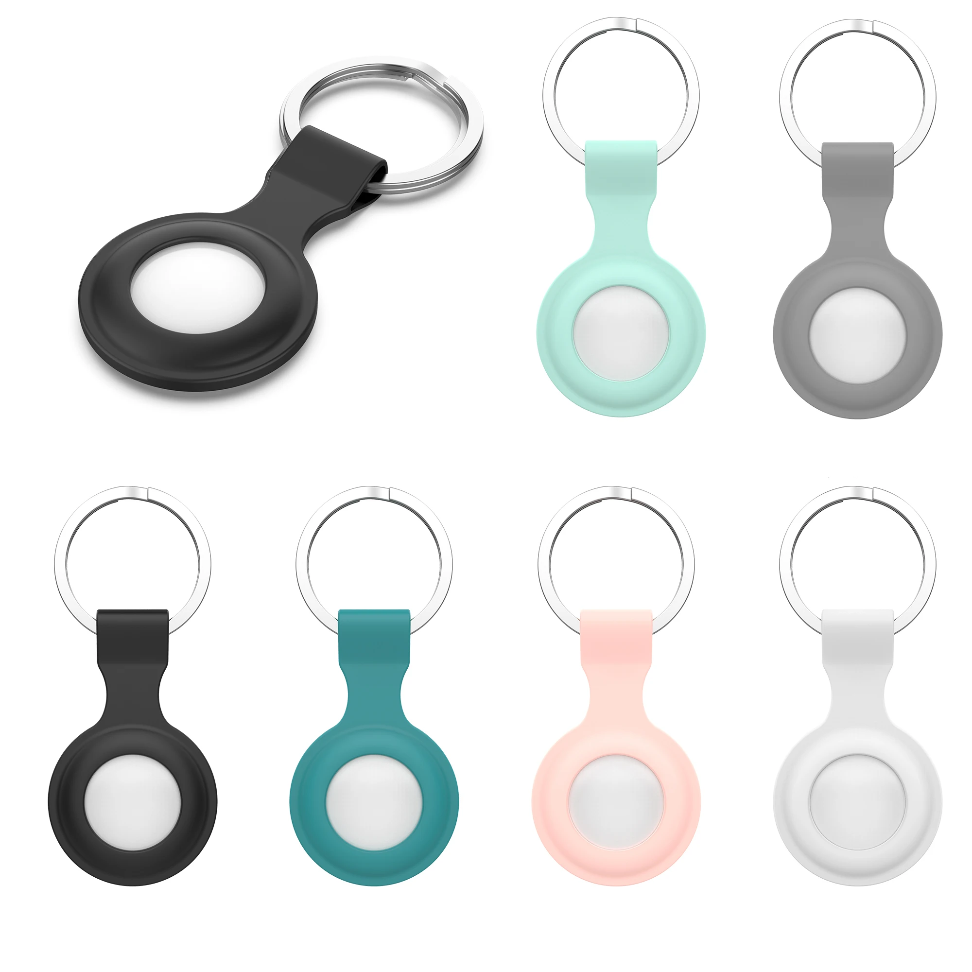 

For Apple Airtags Fashion Soft Silicone Protective Sleeve For Apple Locator Tracker Anti-lost Device Keychain Protective Sleeve