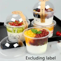 50pcs 300ml pudding bottle cute face heat resistant plastic jelly jar yogurt containers milk cup mousses dessert baking