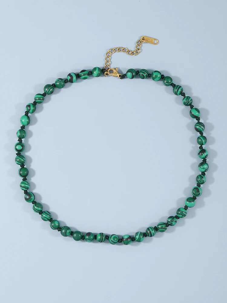 Ожерелье YUOKIAA из натурального зеленого малахита с застежкой-лобстером цепочка