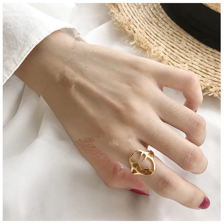 Модное простое металлическое кольцо с абстрактным контуром для женщин ювелирные