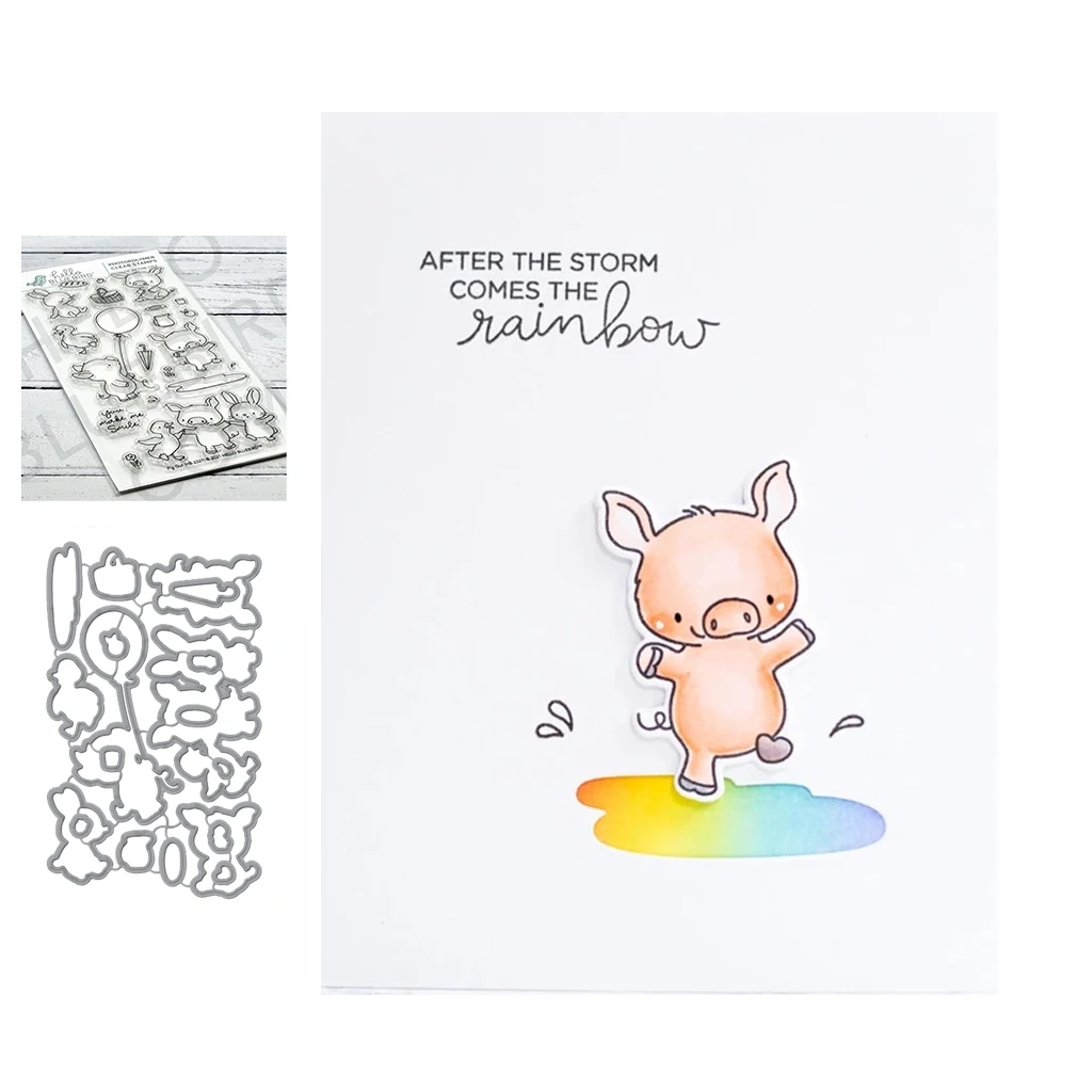 

JC 2021 Metal Cutting Dies and Stamps Animals Playing for Scrapbooking Craft Dies Cut Stencil Card Make Album Sheet Decoration