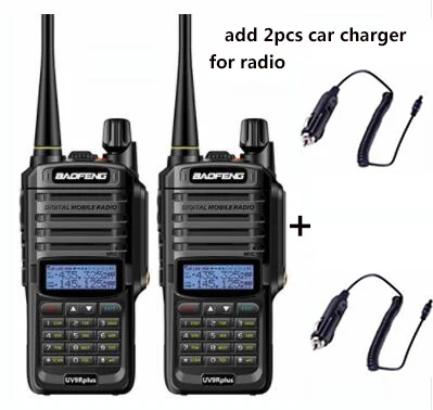 2 car charger Водонепроницаемый Uv-9r plus baofeng 10 Вт беспроводной Cb радио рация дальность 15 км 20 км talkies для автомобиля Охота любительский радио ham - Цвет: 2 car charger