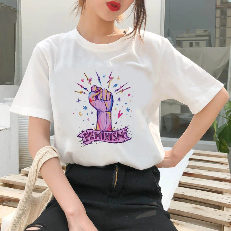 

New Printed T Shirts Women harajuku Streetwear Casual pretty lady images White T-shirt Summer Short Sleeve Tops Tshirt