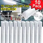 10 шт. T8 светодиодный светильник трубки 4FT 120 см 36 Вт управления люминисцентными лампами 4 фута с двойным рядом с v-образными полосками светодиодный магазин светильник на потолок, софиты для шкафа светильник 6500K белый AC85-265V