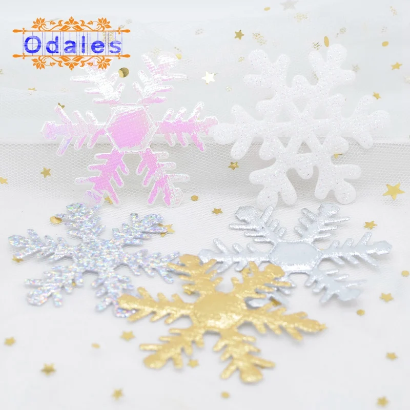30Pcs 2.5inch Snowflake Patches Glitter BIG Appliqued for Christmas Decoration DIY Party Stickers Accessories | Дом и сад