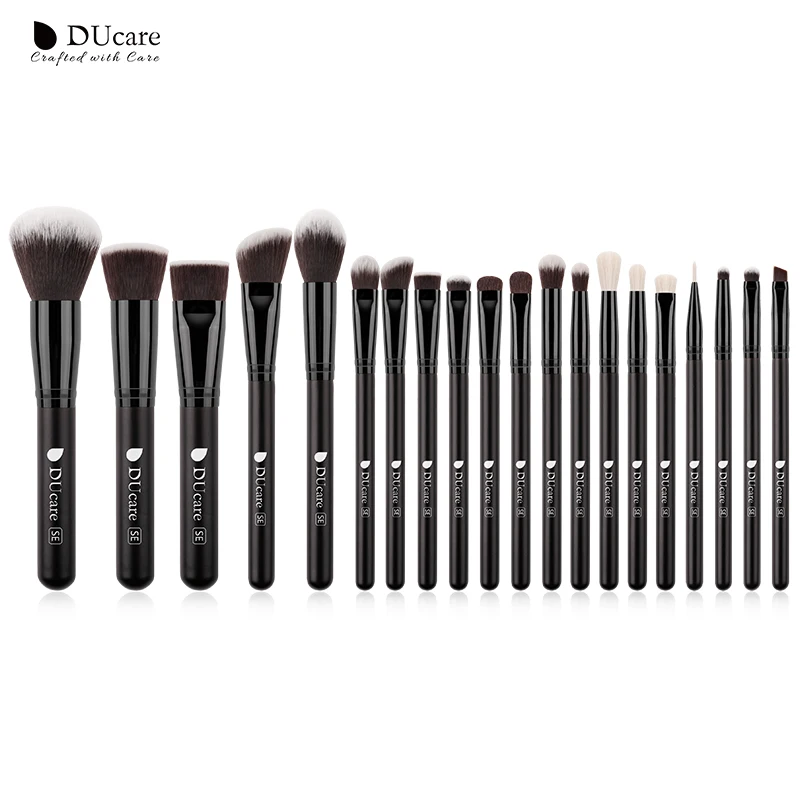 DUcare 20 шт., Профессиональные кисти для макияжа, пудра, основа, тени для век, набор кистей для макияжа из натурального козьего волоса, набор косметических кистей