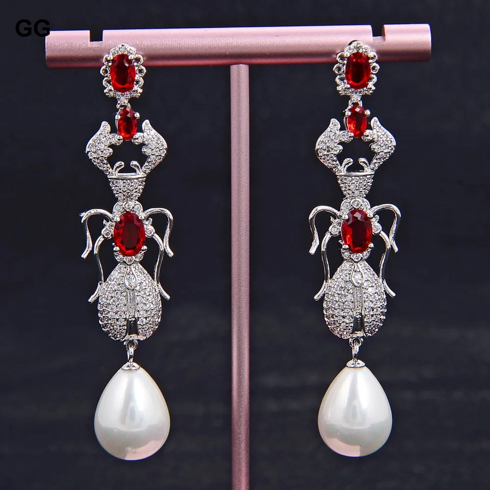 GG ювелирные изделия КАПЛЕВИДНАЯ белая Морская раковина жемчуг Красный Cz