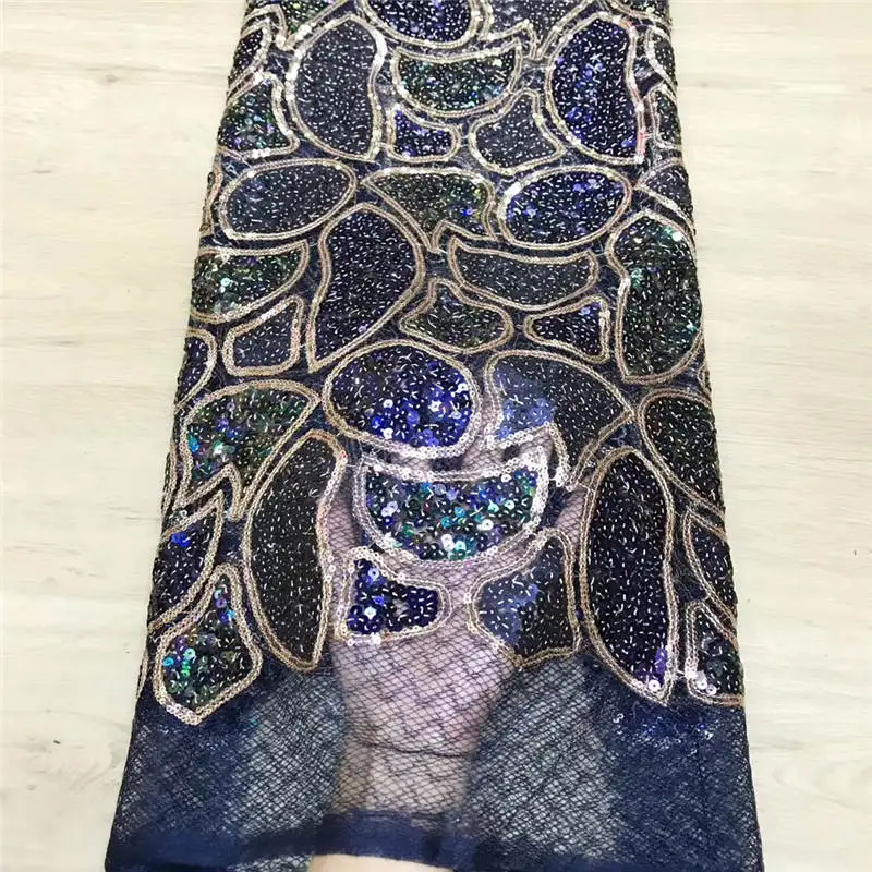 Нигерийское кружево ткань S 5 двор 3D кружевная с блестками на тюлевом кружеве 2019