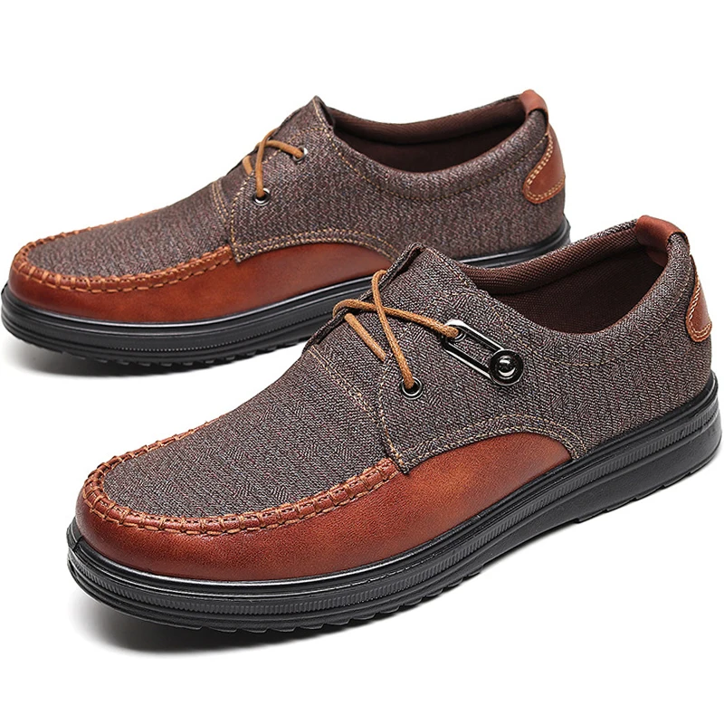 

Men Casual Shoes Breathable Outdoor Lace-up Flats Men Sneakers 2021 New Fashion Leather Casual Dress Shoes Men