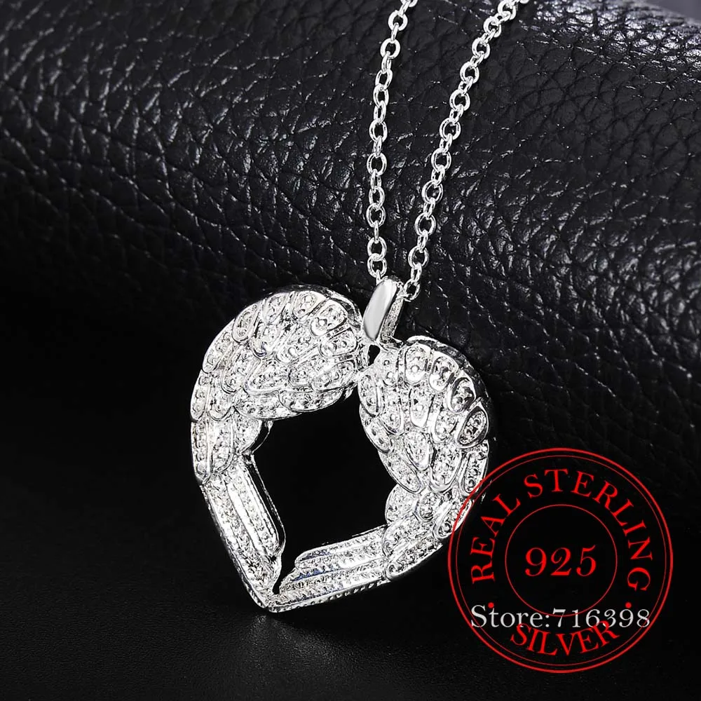 Романтические крылья Ангела 925 пробы серебряные ожерелья и подвески для женщин