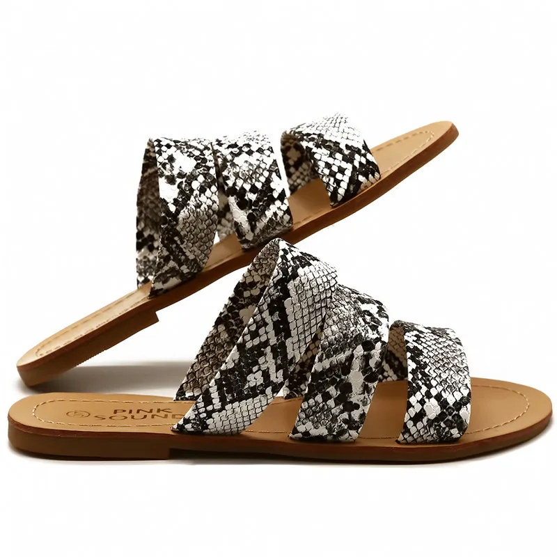 

2020 Women Fashion Wild Beach Shoes Snake Totem Three-Layer Non-Slip Outdoor Slippers Sandals Flat Bottom Ladies Slippers
