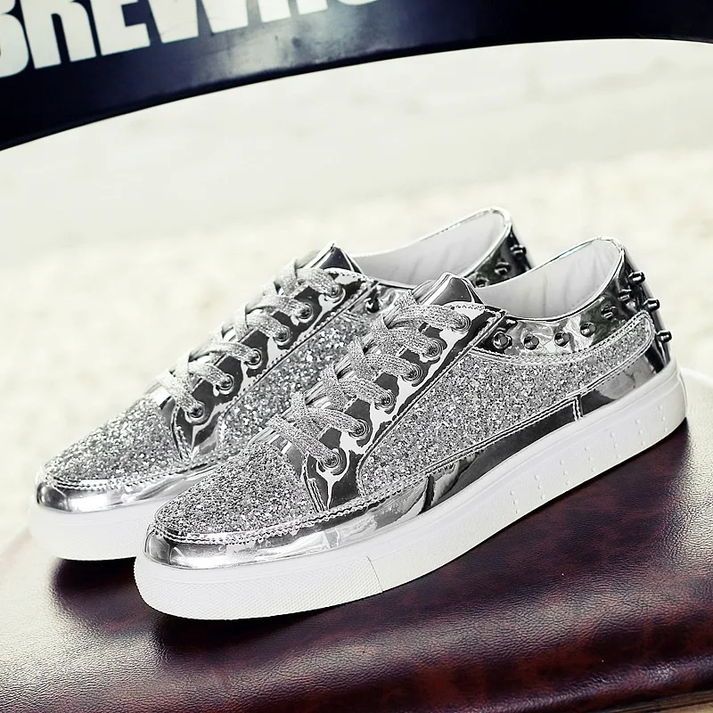 2019 мужская обувь на плоской подошве удобная повседневная золотистого цвета с