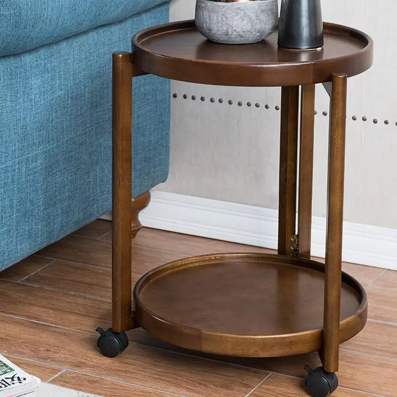 Japanese Style Side Table Light Luxury Simple Small Round Living Room Creative Personality Sofa Corner Solid Wood Mo |