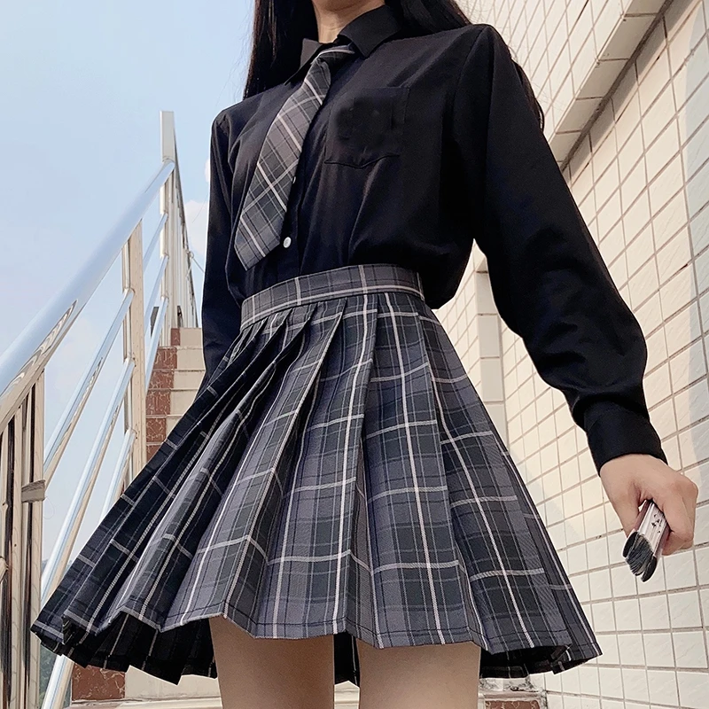 

Woman Plaid Pleated Skirt Summer Zipper High Waist A-Line Harajuku Mini Skirts Japanese Style Kawaii School Uniform Skirts