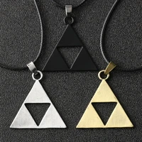 the legend of zelda necklace triforce trinity triangle amulet black pendant fashion vintage game jewelry cosplay women wholesale