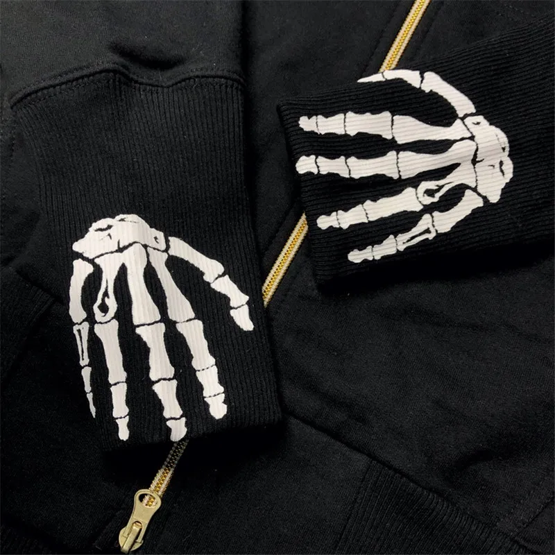 Толстовка мужская на молнии винтажная зимняя куртка с капюшоном черепом уличная