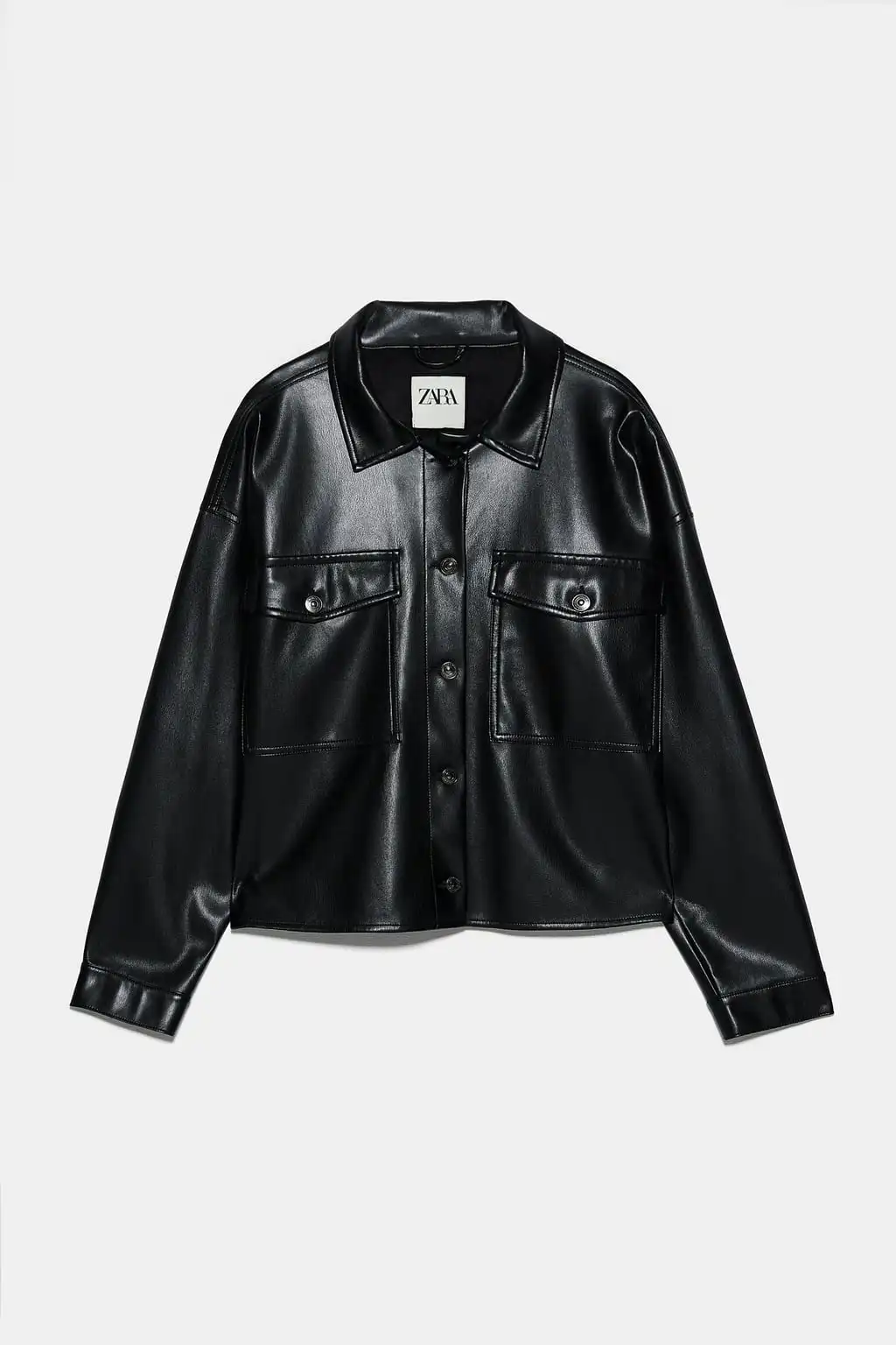 

Fashion Womens Spring Clothes Black Faux Leather Coat Graceful Dailytwear Casual
