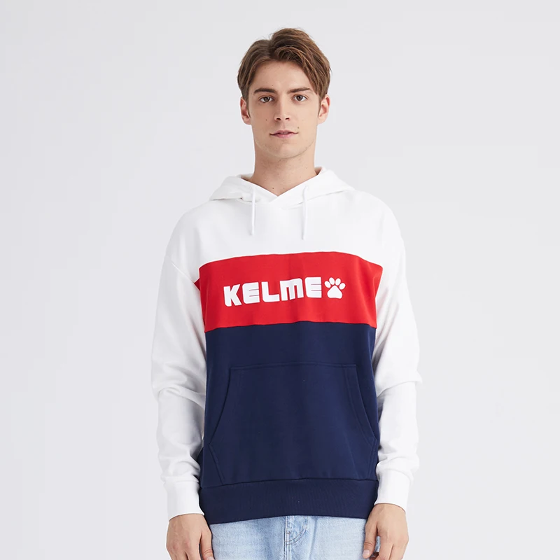 KELME мужские толстовки с капюшоном в стиле пэчворк цветная Толстовка хип-хоп