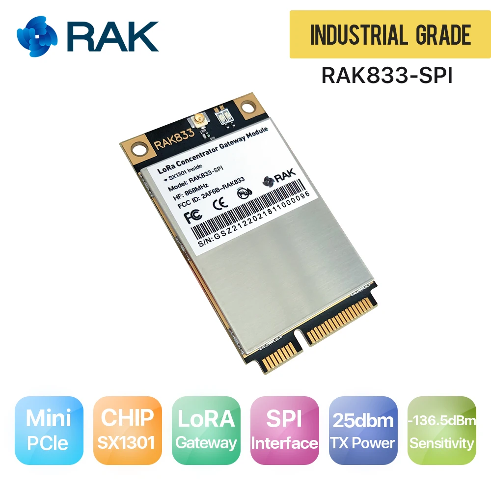 RAK833 LoRa шлюз концентратор модуль мини PCIe промышленного класса SX1301Chip с SPI интерфейс