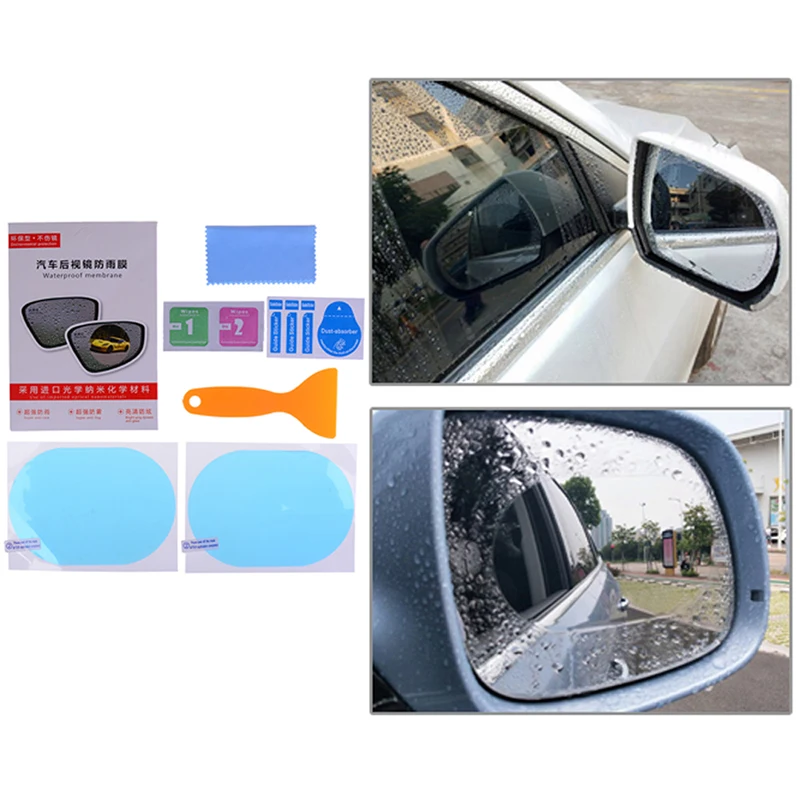 

2Pcs rainproof car rearview mirror sticker anti-fog protective film rain shield