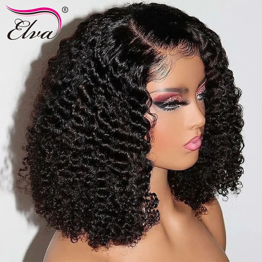 

Human Hair Bob Lace Front Wig Short 13x6 Deep Part Wig Brazilian Remy Hair Kinky Curly Lace Frontal Wig 13x4 Pre Plucked Wigs