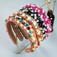 luxury baroque rhinestone padded headband for women za crystal handmade hair hoop bows head bezel wrap accessories hair headband