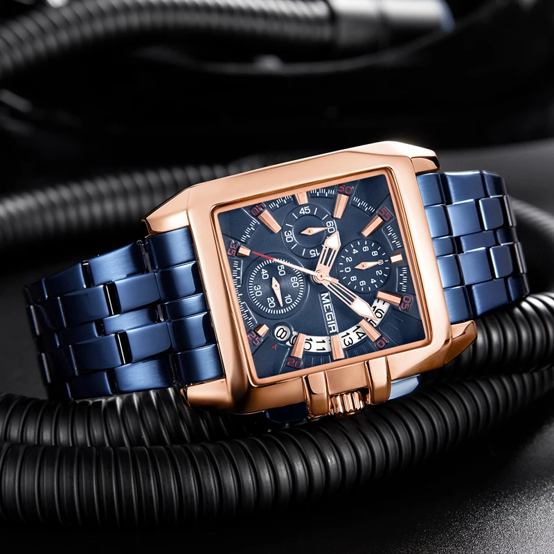 Часы наручные MEGIR Мужские кварцевые брендовые Роскошные водонепроницаемые с