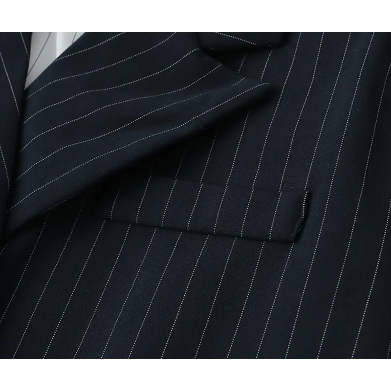 Women's Blazer Fashion New Double-breasted Striped Black Grey Jacket 2021 Autumn Korean Slim Long Sleeve Office Lady Casual Coat |