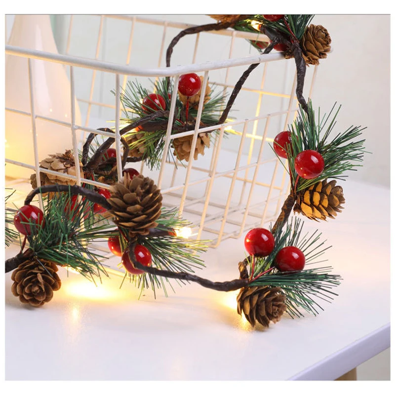 20 Led медный провод сосновый конус цветы светодиодные гирлянды Рождественские