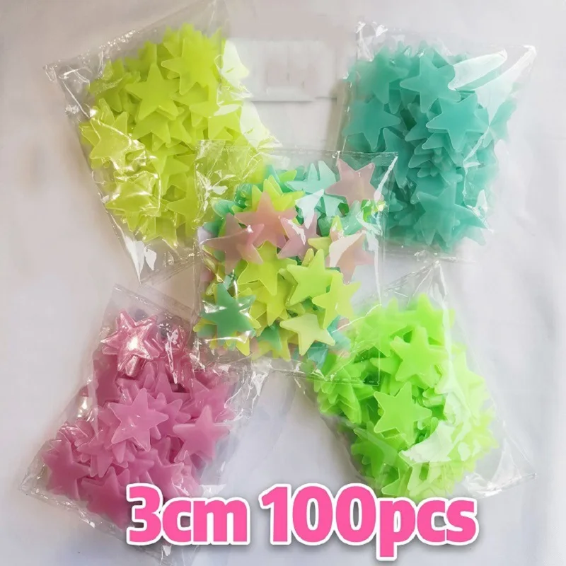 

100pc 3D Star & Moon Energy Wall Stickers Storage Fluorescent Glow in the Dark Luminous Wall Stickers For Kids Living Room Decal