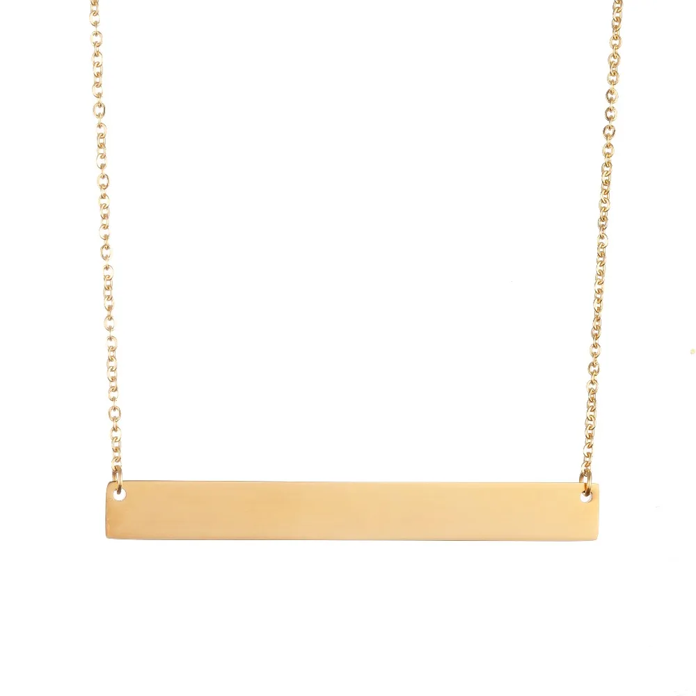 Персонализированные пустой бар кулон ожерелье цвета: золотистый серебристый