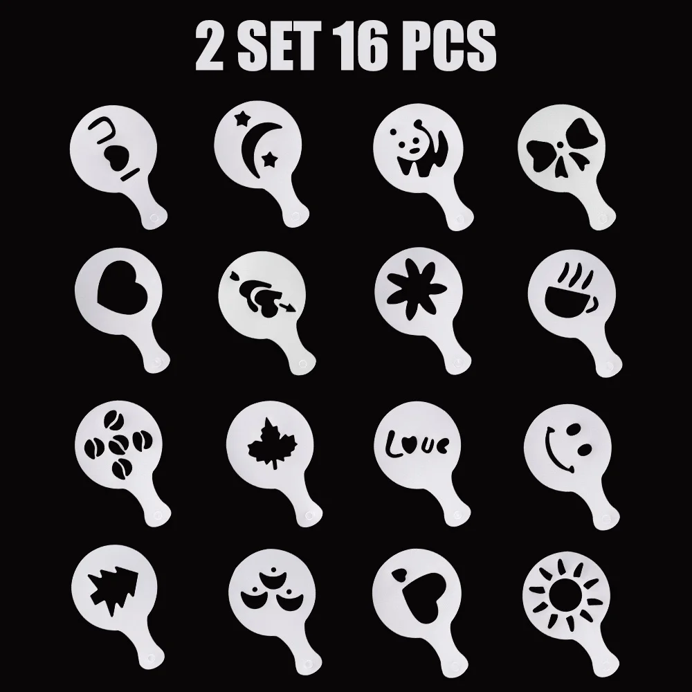 16 шт. трафареты для капучино кофе молока баристы инструмент распыления | Дом и сад