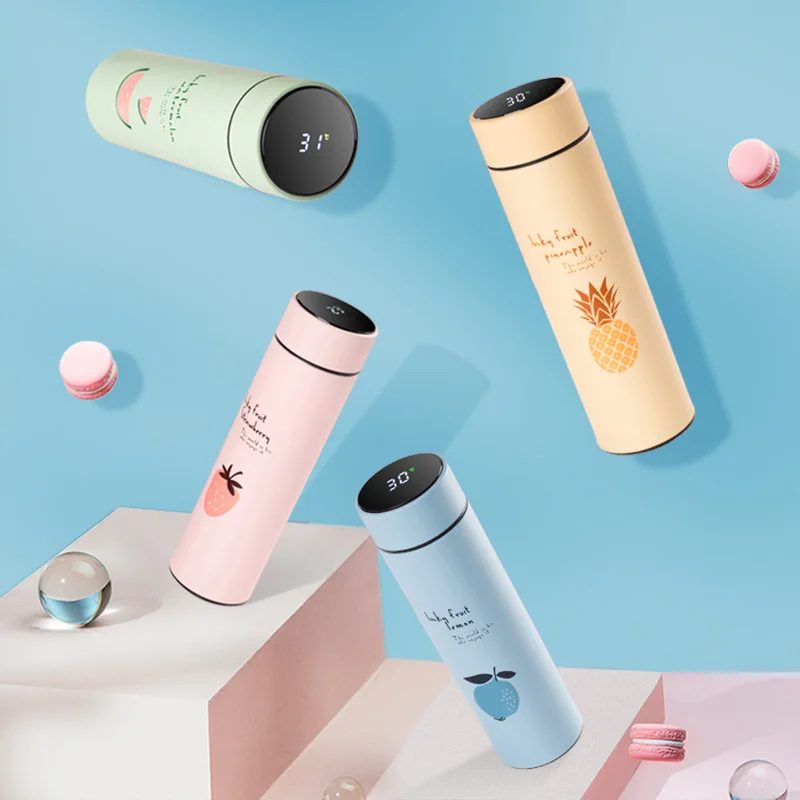 

Cute Smart Temperature Display Thermos Portabl Pretty Water Bottle Creative Girls Lovers Gift School Garrafa De Agua Cup Thermal